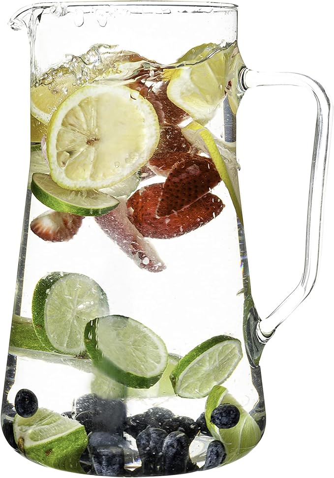 Simax Large Glass Pitcher With Spout, 2.5 Quart Borosilicate Glass Iced Tea