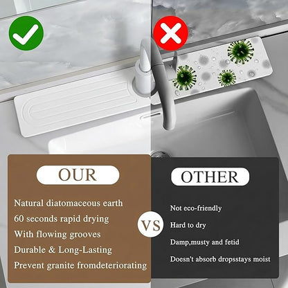 Faucet Mat for Kitchen Sink -Diatomite Stone Drying Mat for Kitchen Counter &
