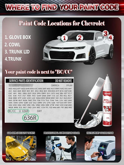 GPJ/WA434B Cajun Red Car Touch Up Paint for Chevrolet, Color Accurate Two-In-One Car Paint Scratch Repair Pen, Professional Scratch Remover for Vehicles Chips and Nicks Scuff