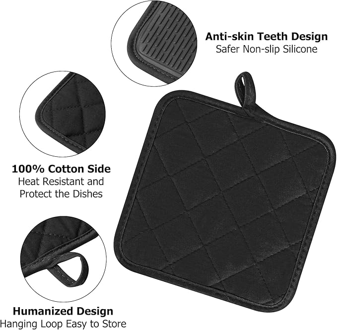 Oven Mitts and Pot Holders Set, Heat Resistant Silicone Kitchen Mini Oven