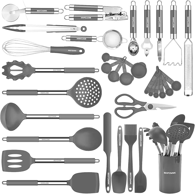 Kitchen Utensils Set-Silicone Cooking Utensils-32pcs Non-Stick Silicone Cooking