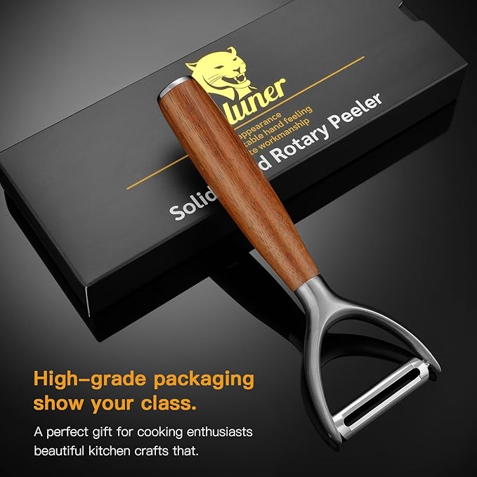 Premium Y Type 304 Stainless Steel Multifunctional Kitchen Peeler Real Wood Handle Ultra Sharp Blade Vegetable Potato Apple(Boluoge)