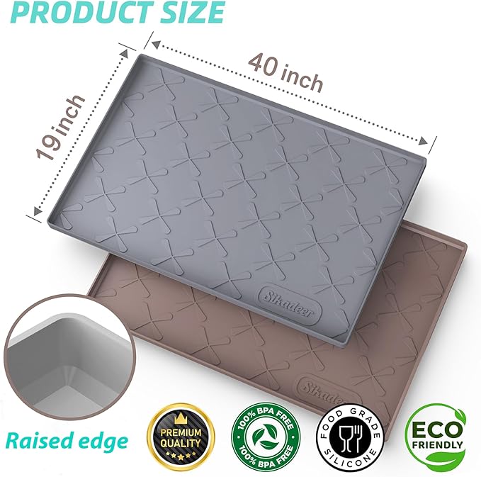 SIKADEER 40" x 19" Under Sink Mat Waterproof, Silicone Mat Kitchen Drawer Shelf