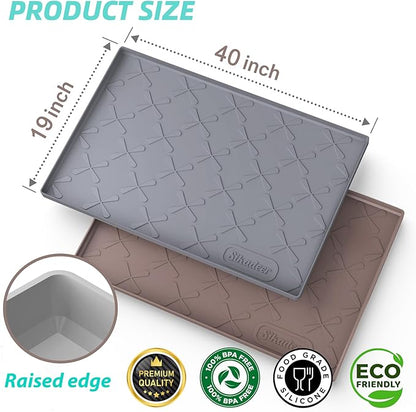 SIKADEER 40" x 19" Under Sink Mat Waterproof, Silicone Mat Kitchen Drawer Shelf