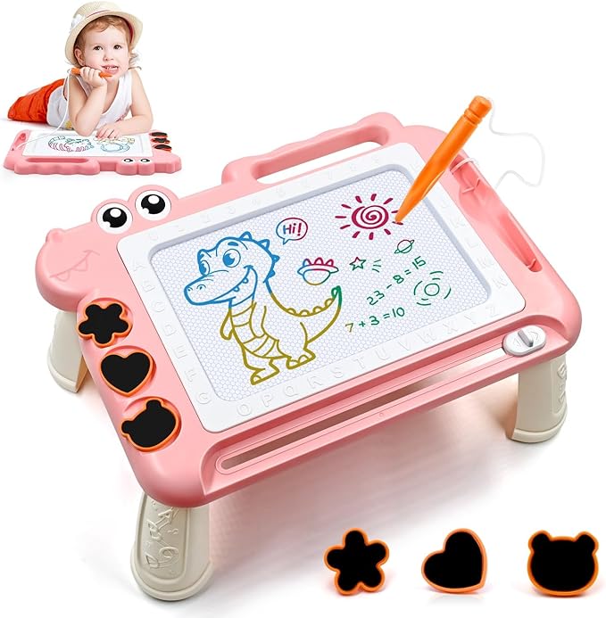 AiTuiTui Magnetic Drawing Board Toddler Toys with Legs for Girls Boys, Color Sketch Writing Scribble Doodle Pad Travel Games, Educational Learning Kids Toys for Toddlers Birthday (Pink)
