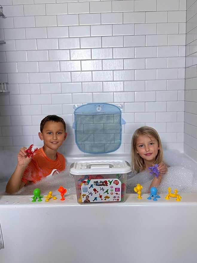 ODELA Genius Sucker Toys 42PCs Sea Animals Edition – Fun Colorful Toddler Bath Toy Animal Toys for Toddlers 1-3 – Safe and Durable Materials – Educational and Cute Designs – Ideal for Bath Time, Pool