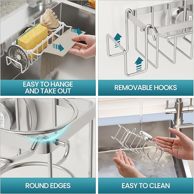 TAILI 4-in-1 Sponge Holder for Kitchen Sink