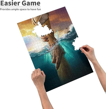 Challenging high Difficulty Jesus 1500 Pieces,give me Your Hand, Wooden Adult Jigsaw Puzzle, Family Entertainment, Relaxation, Decoration and Gift Giving. Jigsaw Size:34.3X22.4 inches