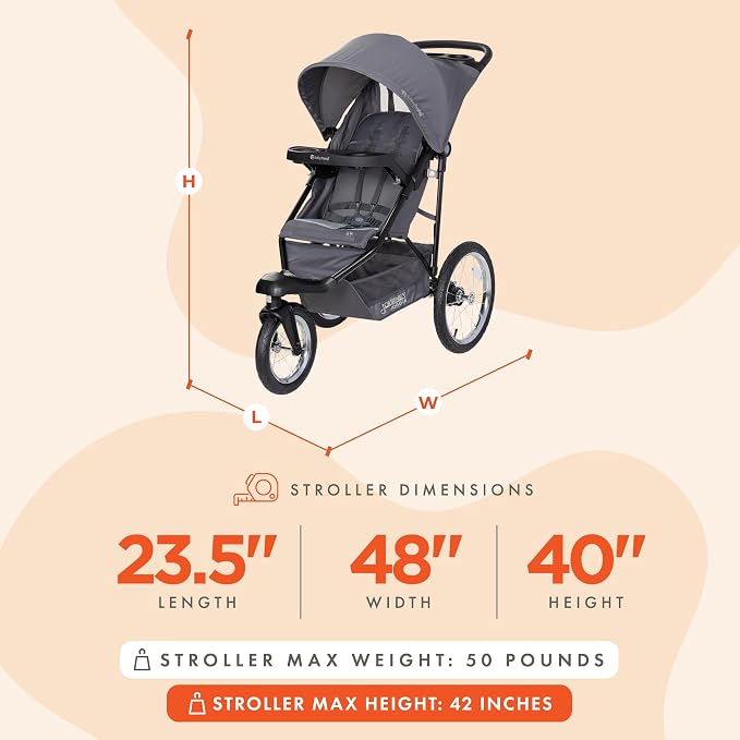 Baby Trend Journey Jogging Stroller, Stellar Grey