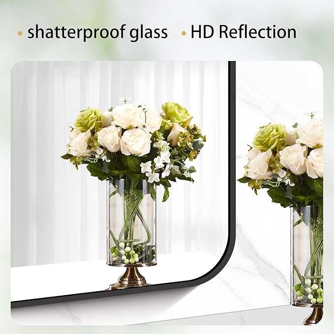 30" x 36"Bathroom Mirror, Matte Black Wall Mirror