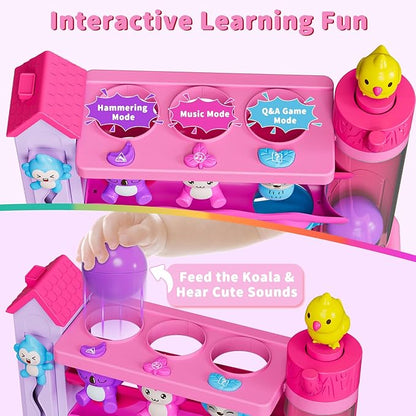 Musical Toddler Toys for 1 2 3 Years Old, Educational Baby Toys 12-18 Months with Bilingual Toddler Learning, Interactive Toys for 1 Year Old Girl, Christmas Birthday Gift for 1 Year Old Girl (Purple)