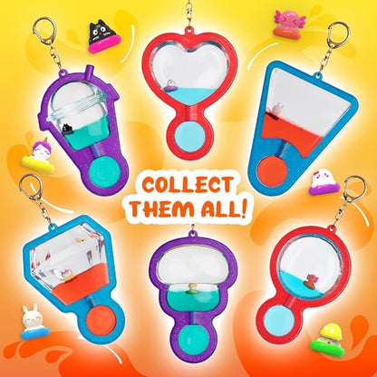 Goonameez, Hand-Held Sensory Toy with Floating Characters, Mesmerizing Water Mix Fidget Toy – Collect All 6 Unique Shapes for Squishy Fun, Perfect Travel Toy! (Funguy)