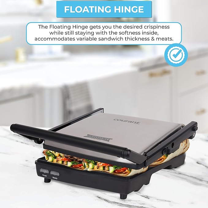 Courant Panini Press Gourmet Sandwich Maker, Super Slim Design