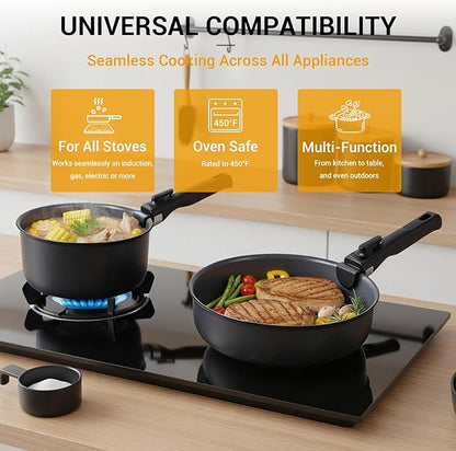 Ammeloo 18-Piece Ceramic Pots and Pans Set Non Stick, Non Toxic Cookware Set