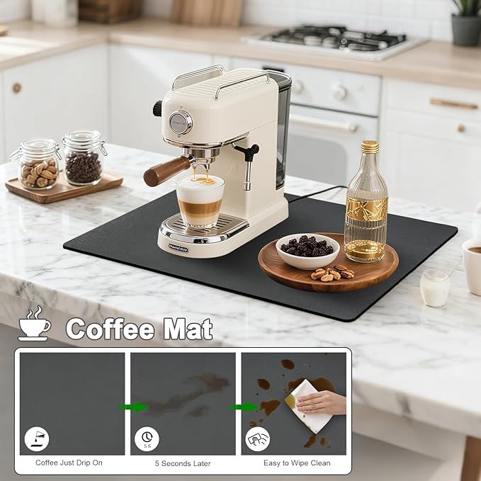 Dish Drying Mats for Kitchen Counter, Waterproof Coffee Mat for Countertop