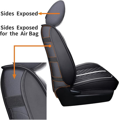 Tomatoman Tacoma Seat Covers Compatible with Toyota Tacoma 2005-2022 2023 2024 2025 2026 Truck Access Crew Double Cab TRD Offroad SR5 V6 Waterproof Faux Leather Car Cushions(Full Set/Black-White)