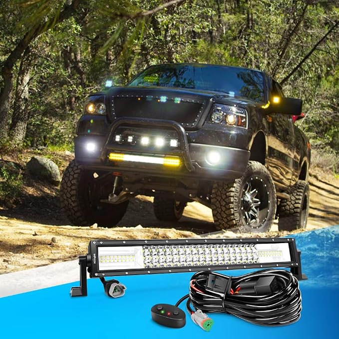 Nilight - 18101C-A LED Light Bar 22Inch 270W White & Amber Triple Row 13500LM Flood Spot Combo Led Bar Off Road Lights for Trucks with Wiring Harness Kit,2 Years Warranty