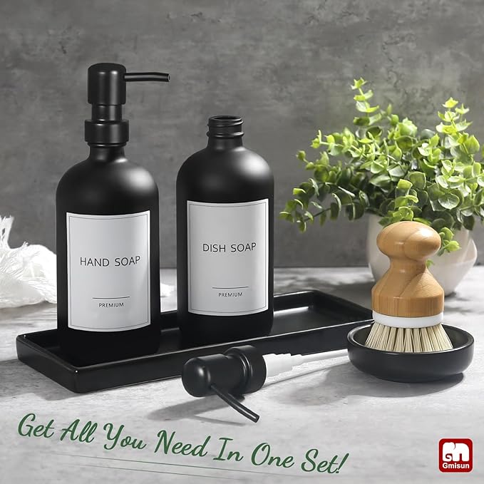 GMISUN Kitchen Soap Dispenser Set, 17 fl oz Dish Soap Dispenser