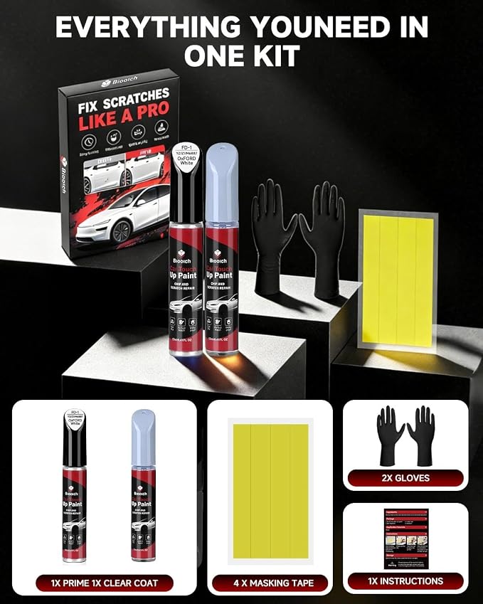 Oxford White YZ/Z1/M6887 for Ford Touch Up Paint Kit[2K Clear Coat Included],Exact Color Match Touch Up Paint for Chip and Scratch Repair