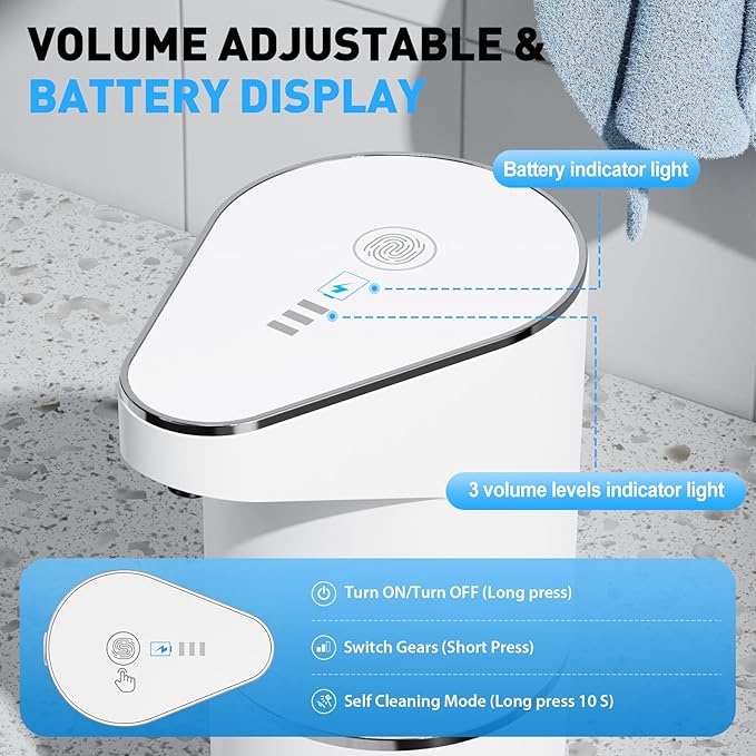 Fantictas Automatic Soap Dispenser, Touchless Hand Wall Mount Rechargeable 3