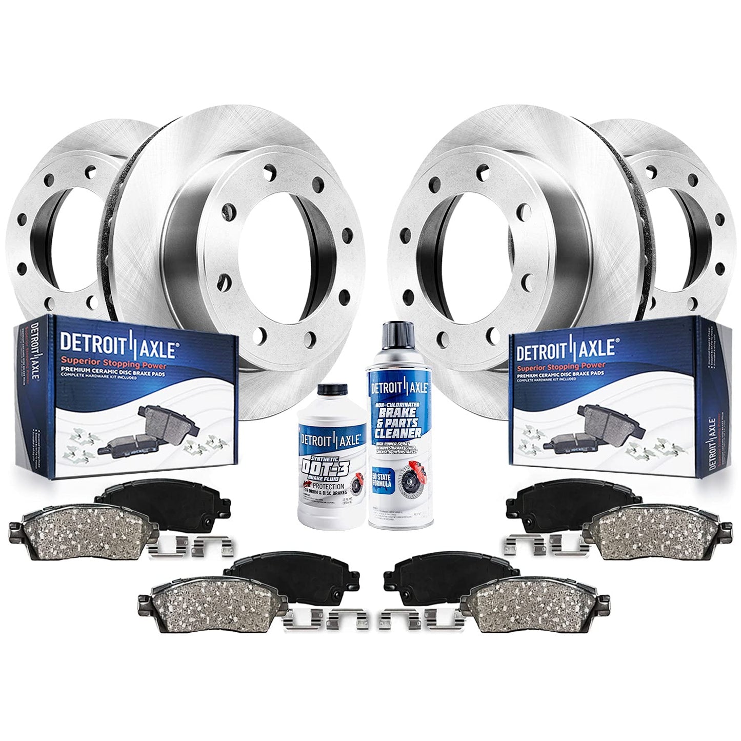 Detroit Axle - Brake Kit for 2001 2002 Dodge Ram 2500 3500 Brake Rotors and Ceramic Brakes Pads Front and Rear Replacement