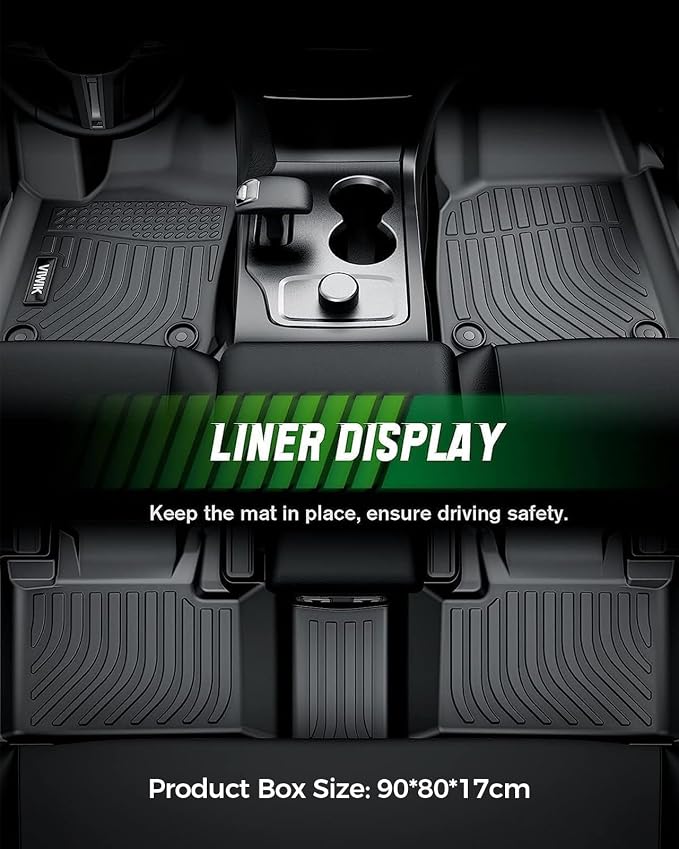 VIWIK Floor Mats for Dodge Ram 1500 2019-2024 Crew Cab with Under-seat Storage Box (NOT for Classic), Car Mats All Weather Custom Floor Liners Front & 2nd Row, Automotive Floor Mats TPE Black