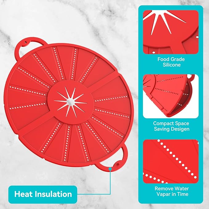 Silicone Splatter Screen for Frying Pan, Foldable Splash Guard, Heat-Resistant
