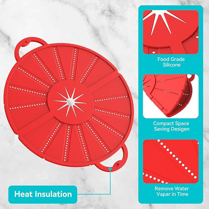Silicone Splatter Screen for Frying Pan, Foldable Splash Guard, Heat-Resistant