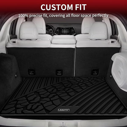 LASFIT Floor Mats & Trunk Mat for Jeep Grand Cherokee 2016-2021 Grand Cherokee WK 2022 All Weather TPE Custom Fit Car Cargo Liner Black