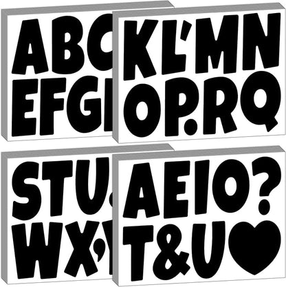 Bemeol Letter Stickers 378 Pcs Bulletin Board Letters for Classroom 4 Inch Alphabet Cutout Letters for Poster Board Display Home Classroom School Decor(Black)