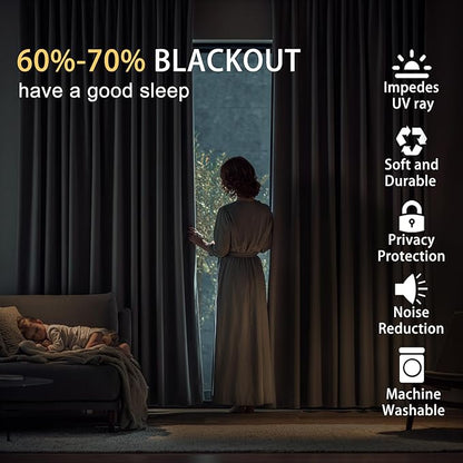 JIUZHEN Light Green Blackout Curtains