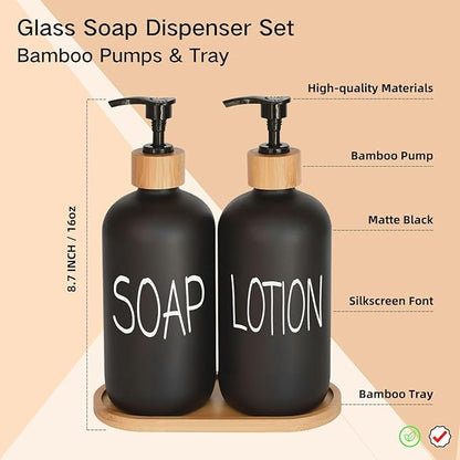Black Soap Dispenser Bathroom Set, Set