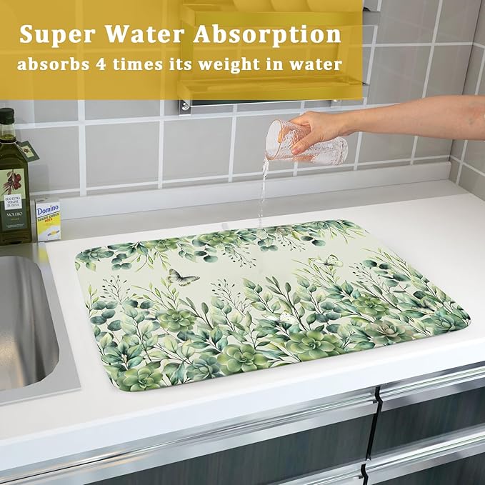 Giwawa Spring Summer Leaf Dish Drying Mat