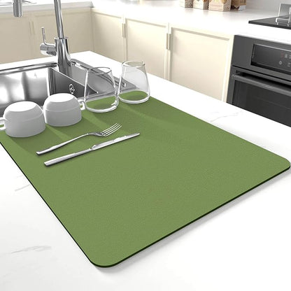 Dish Drying Mat for Kitchen Counter, Drying Mat for Dish Rack, Absorbent Hide