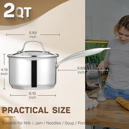 Ciwete 2 Qt Stainless Steel Saucepan