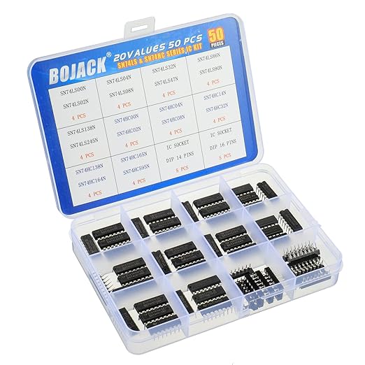BOJACK 20 Values 50 Pcs SN74LS and SN74HC Series Low-Power Logic IC Chip Assortment Kit for IC Chip Work