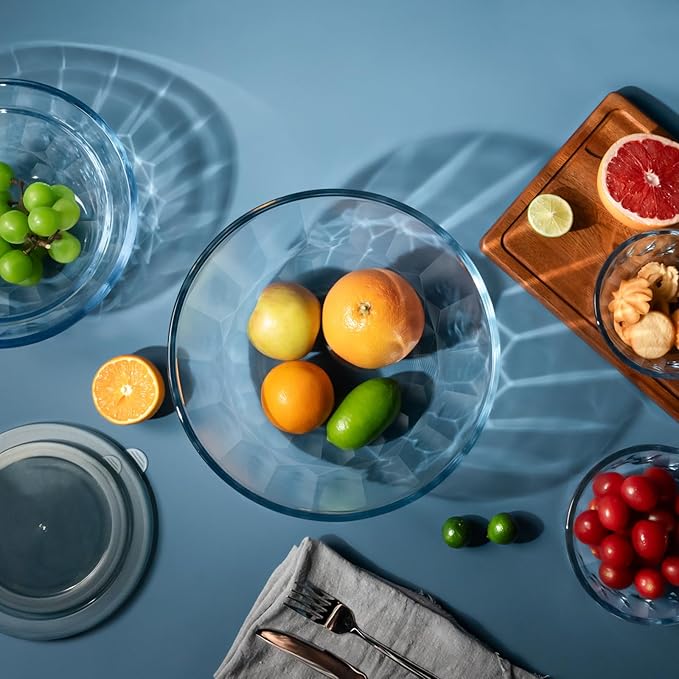 Freshmage Mixing Bowls with Airtight Lids Sets, 5 Packs Thick Glass Nesting