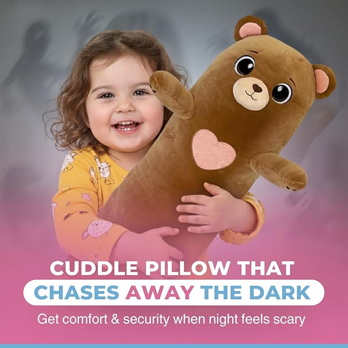 Bear Plush Body Pillow for Kids | Long Stuffed Animal Cuddle Pillow | Soft Hugging Toy | Plushie Gift for Girls & Boys | Long Plush Body Pillow for Sleep & Comfort | Large, 47 Inches