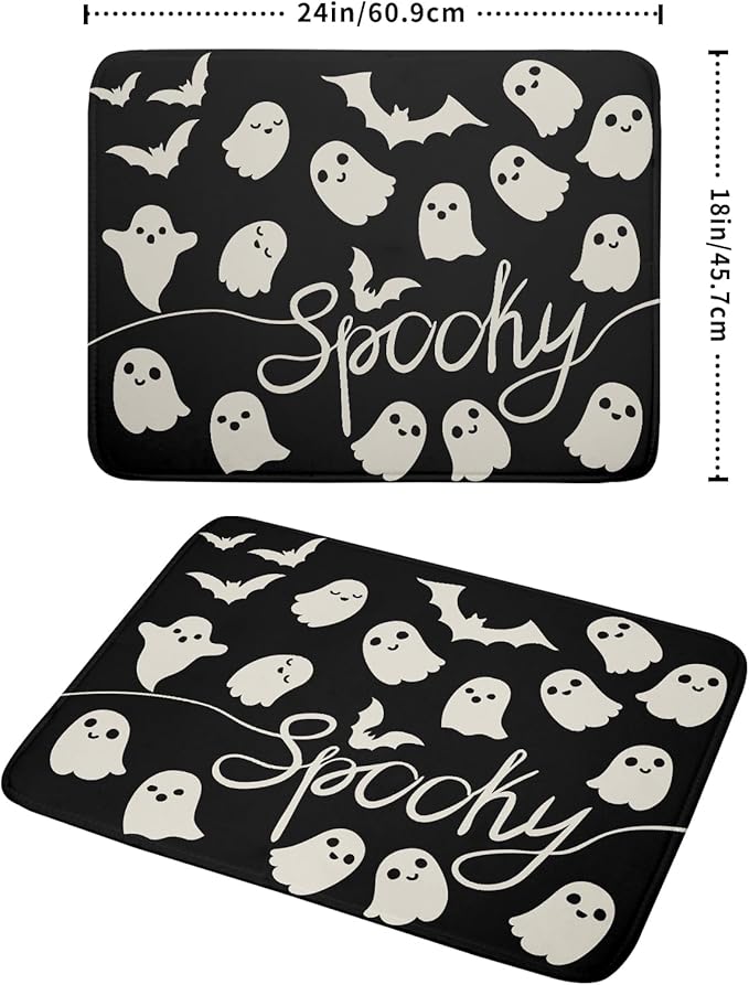 Halloween Dish Drying Mat for Kitchen Counter 18x24 Cute Ghost Black Spooky
