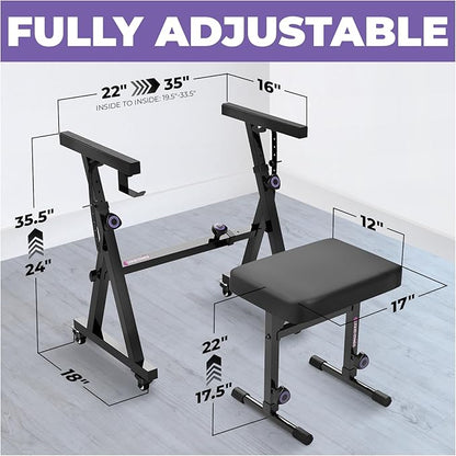 Liquid Stands Piano Keyboard Stand and Bench Set