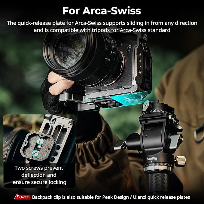 SMALLRIG Camera Clip with Plate, Quick Release System, Max Payload 40kg/88lb