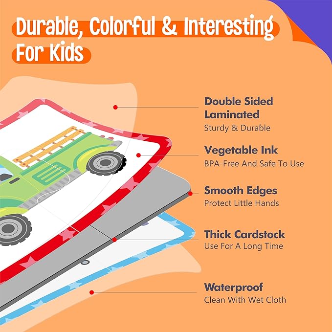 48 Vehicle Matching Puzzles, Self-Correcting Puzzle Match Game Educational Learning Activities for Toddlers, Preschool, Transportation-Themed Learning Games Toys for 3 Years Old