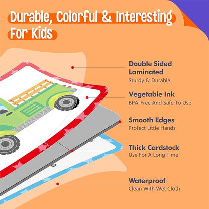 48 Vehicle Matching Puzzles, Self-Correcting Puzzle Match Game Educational Learning Activities for Toddlers, Preschool, Transportation-Themed Learning Games Toys for 3 Years Old