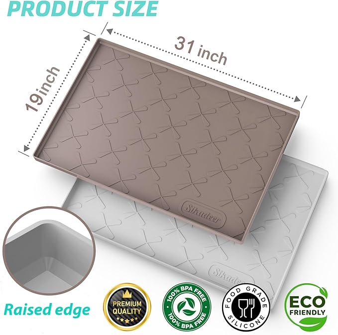 SIKADEER 31" x 19" Under Sink Mat Waterproof, Silicone Mat Kitchen Drawer Shelf