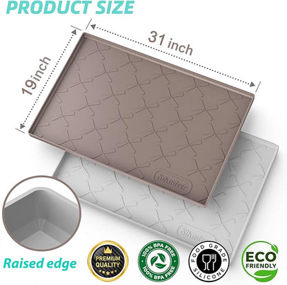 SIKADEER 31" x 19" Under Sink Mat Waterproof, Silicone Mat Kitchen Drawer Shelf
