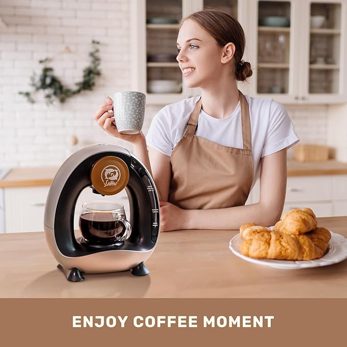Single Serve Coffee Maker, Fast Brew in 2 minutes, Stylish＆Compact Design