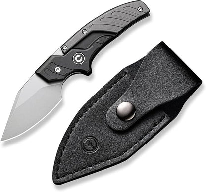 CIVIVI Typhoeus Fixed Blade Knife with Leather Sheath, 2.27" Swedish 14C28N Blade Aluminum Handle