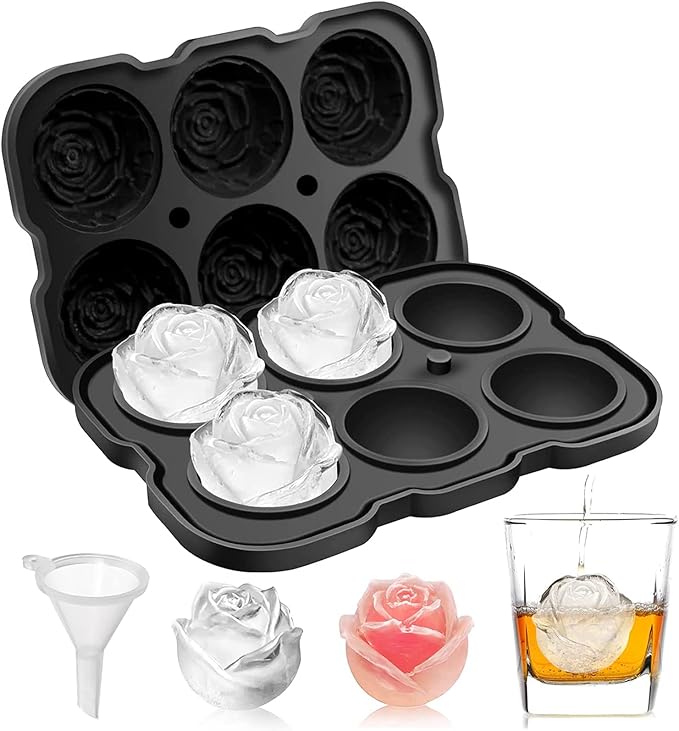 Ice Cube Tray, Mikiwon 2 inch Rose Ice Cube Trays