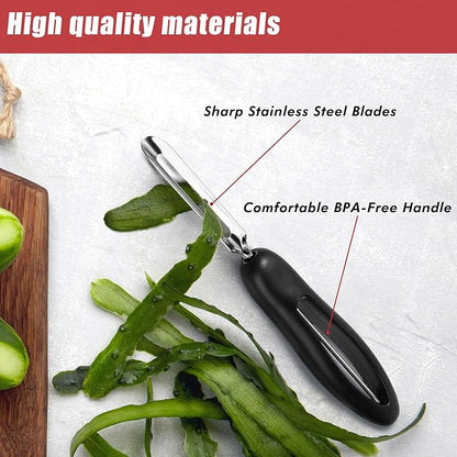 Professional #1071 Vegetable Peeler, Stainless Steel Fruit Potato Peeler, Swivel Vegetable Peeler with Easy Grip Ergonomic Handle & Ultra Sharp Stainless Steel Blades, 7 1/4 Inch Black