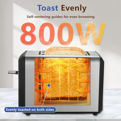 Touch Screen Toaster 2 Slice, Smart Digital Toasters, 6 Browning Levels & 6
